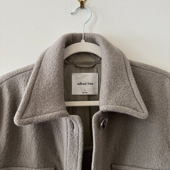 Wilfred Free Aritzia The Ganna Shirt Jacket Merino-wool Dry Basil Shacket Small - Picture 4 of 5